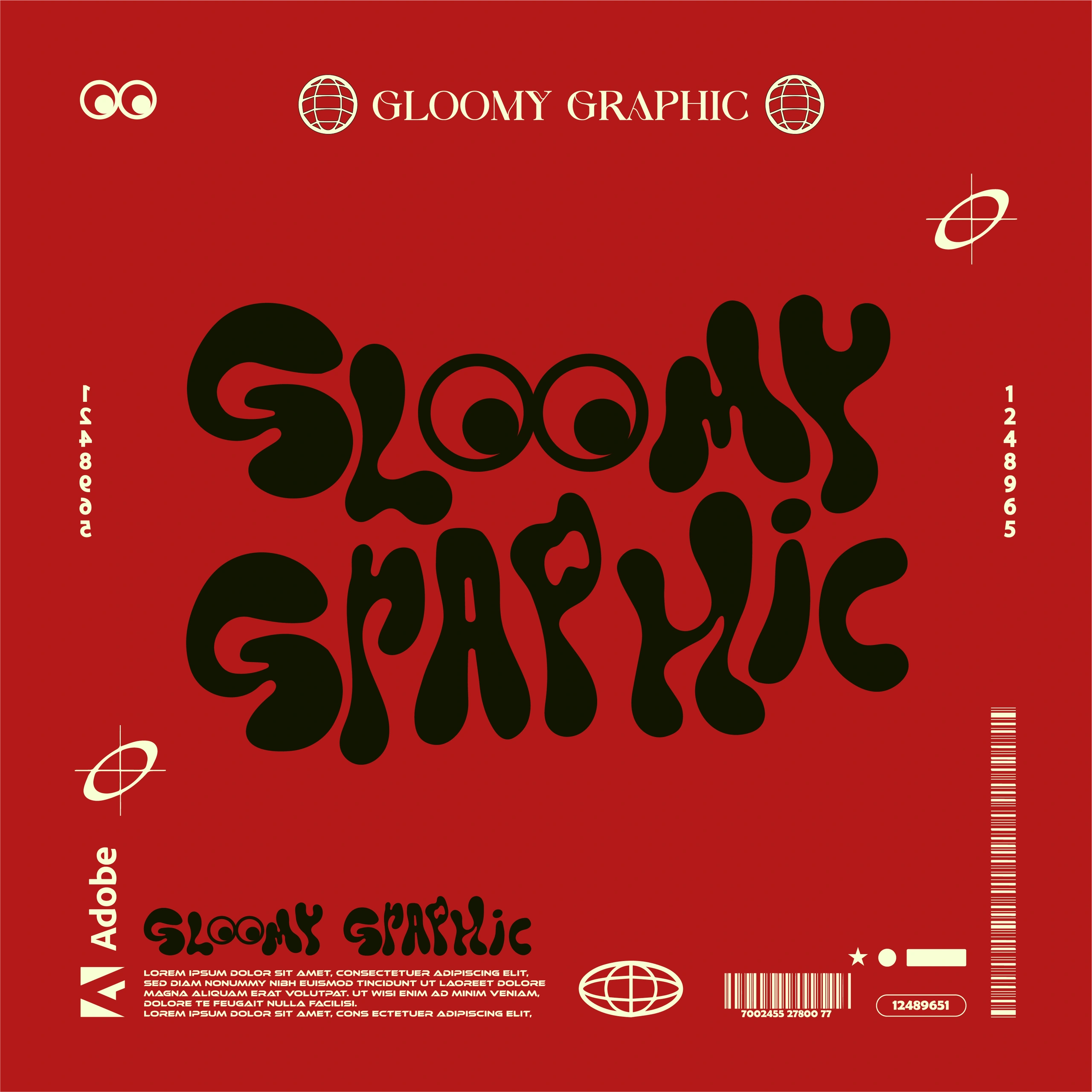 Planche graphique originale Gloomy, présentée en niveaux de gris